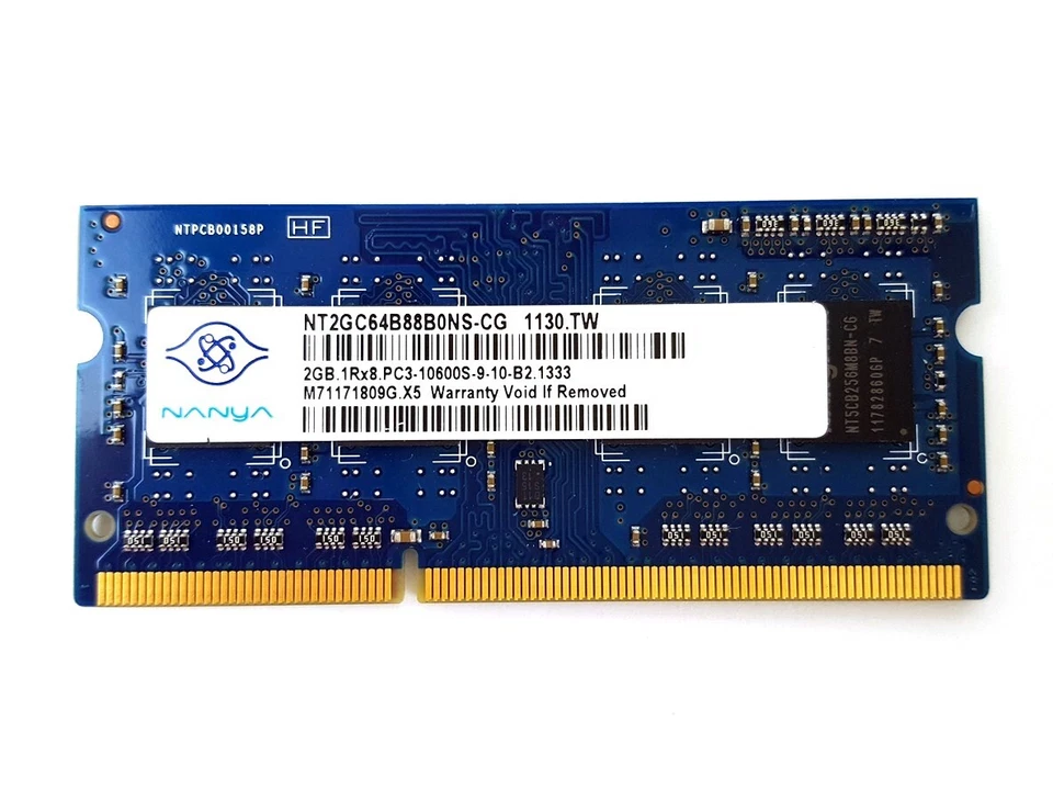 Nanya 2GB PC3-10600S DDR3 1333MHz So-Dimm Server Memory NT2GC64B88B0NS-CG - Image 1 of 1