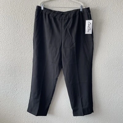 Pantalones negros Roamans talla grande 24W pequeños clásicos doblados sobre ropa de trabajo carrera Foto 1 de 4