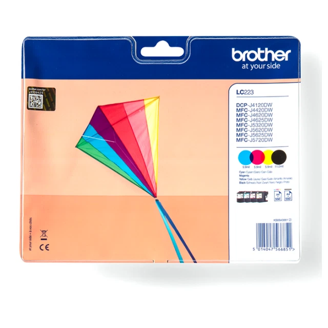 Brother LC223VALBP Nero/Giallo/Ciano/Magenta Cartuccia d'Inchiostro