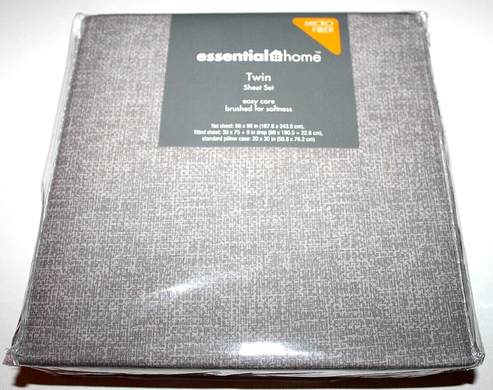 Juego de sábanas de microfibra Essential Home Twin de 3 piezas lino topo/gris Foto 1 de 1