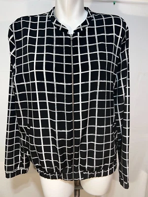Blazer Metaphor Mujer Negro Blanco Cuadros XL Cremallera Parte Inferior Elástica Foto 1 de 4
