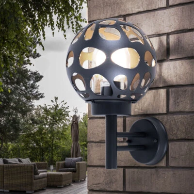 Wand Lampe Außen Kugel anthrazit Garten Beleuchtung Balkon Edelstahl Alu Leuchte - Bild 1 von 4