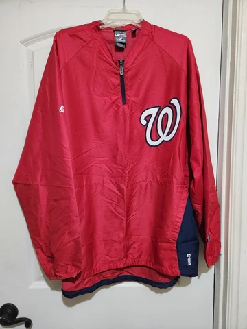 NWOT Washington Nationals Red Majestic Cool Base 1/4 Zip Pullover Windbreaker XL Cover