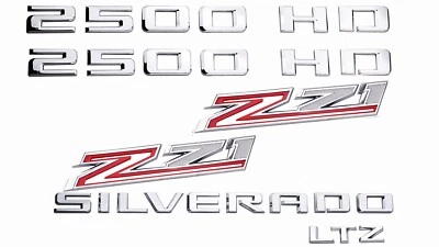 6x Fit Silverado 2500HD 2019-22 emblema de puerta plateado rojo Z71 LTZ insignia Foto 1 de 4