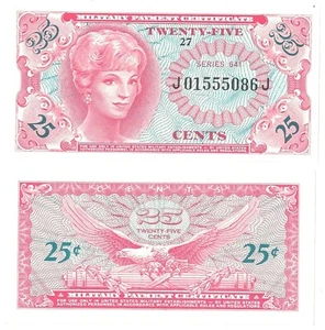 Military Payment Certificate Series 641 25 Cents Vietnam Era Uncirculated #5086 - Picture 1 of 1