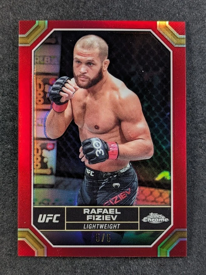 2024 Topps Chrome UFC RAFAEL FIZIEV 5/5 Red Refractor Lightweight #159