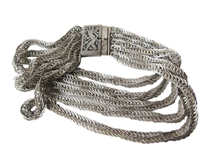 Guatemala .900 Silver 5-Strand Wedding Chain Choker Necklace 15½" 5.21 ozt - Picture 1 of 6