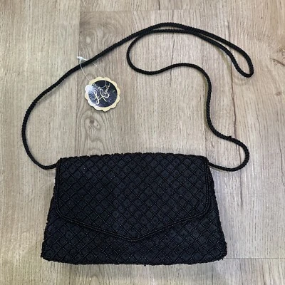 Nuevo con etiquetas Bolso Bandolera de Hombro Bolso de Noche Negro con Cuentas La Regale De Colección Foto 1 de 4