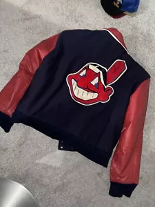 VTG Jeff Hamilton Cleveland Indians Leather Wool Jacket RARE - Picture 1 of 4