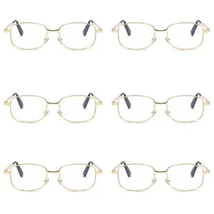 6 PK Mens Womens Metal Frame Clear Lens Reading Glasses Fashion Classic Readers - Picture 1 of 8