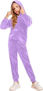 Arshiner Girls Velour 2 Pieces Tracksuits Outfits 10-11 Years, Purple  - Picture 1 of 8