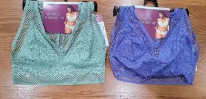 Adored Adore Me Womens Jenny Bralette Lace Racerback Green Purple S M L XL 2X 3X - Picture 1 of 9