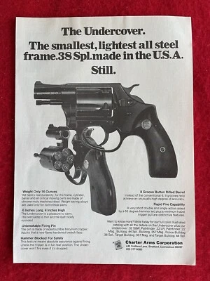 Vintage 1979 Print Ad Charter Arms Undercover Smallest .38 Firearm Ad - Image 1 of 4