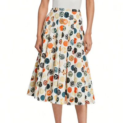 Saia plissada Akris Punto japonesa bloco de madeira Sakura pontos de algodão estampa floral 10 - Imagem 1 de 4