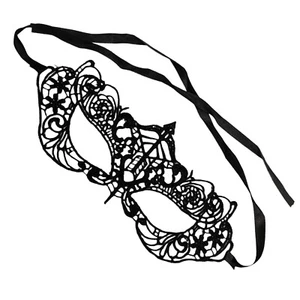 NEW Eye Mask 8.75” Costume Masquerade Black Tie Back Halloween - Picture 1 of 5