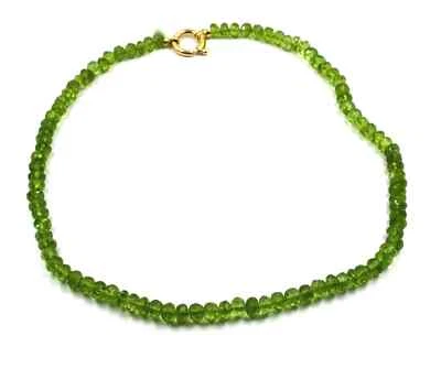 Collar de Oro Amarillo, 18K, Con Peridoto Verde De 5MM, Ovalados,Largo 40 CM - Imagen 1 de 4
