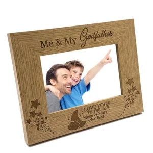Me and My Godfather Love You To The Moon Photo Frame Gift FW217 - Picture 1 of 2