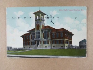 Postal del Ayuntamiento de Lake Charles Louisiana febrero de 1915 - Imagen 1 de 2