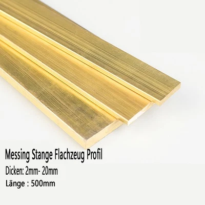 Messing-Flachstahl H59 Messing Flachmaterial Länge 500mm Dicke 2mm 3mm - 20mm - Bild 1 von 4