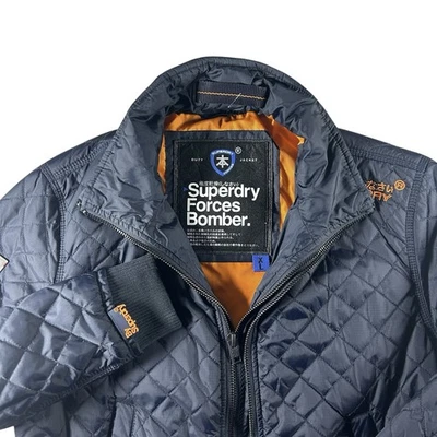 Superdry Forces Bomber Duty Jacket Mens XL Blue Full Zip JPN Japanese Lined Y2K - Image 1 of 4