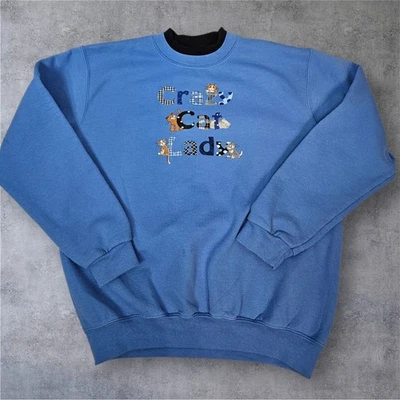 复古 Granny Top Stitch by Morning Sun Crazy Cat 女士运动衫中号 E18 — 第 1/4 张图片