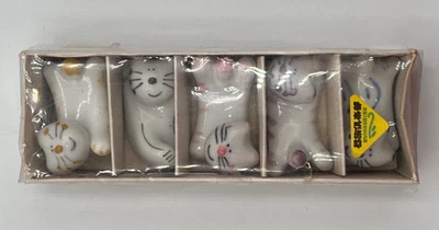 复古 5 件套小猫 ChopStick 支架 瓷器 日本 — 第 1/4 张图片
