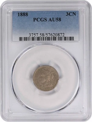 1888 Three Cent Nickel AU58 PCGS - Image 1 of 2