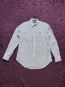 Polo Ralph Lauren Shirt Mens M Long Sleeve Button Blue Pony Classic Fit Striped - Picture 1 of 11