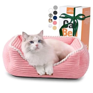 Cat Dog Bed for Pets, Rectangle Pet Bed Gift for Puppy and Kitten, Pink Small - Picture 1 of 7