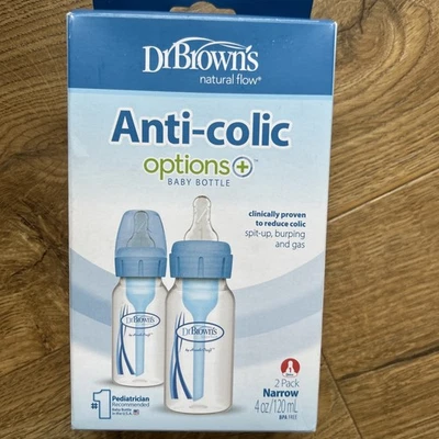 Dr Browns Anti Colic Options 4oz 120ml x2 Narrow Baby Bottles New natural flow - Image 1 of 4