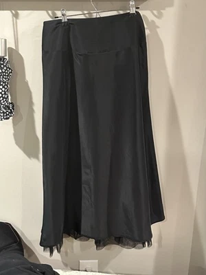 "Falda vintage Mossimo negra satinada línea A - espalda corsé, dobladillo de tul - cintura 29""" Foto 1 de 4