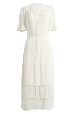 NWT Reformation Woodson in Ivory Lace Trim Midi Button Down Shirt Dress 14 - Image 1 of 4