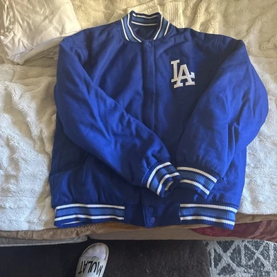 Los Angeles Dodgers Reversible Wool Jacket L - Blue Embroidered Logo Unused - Image 1 of 4