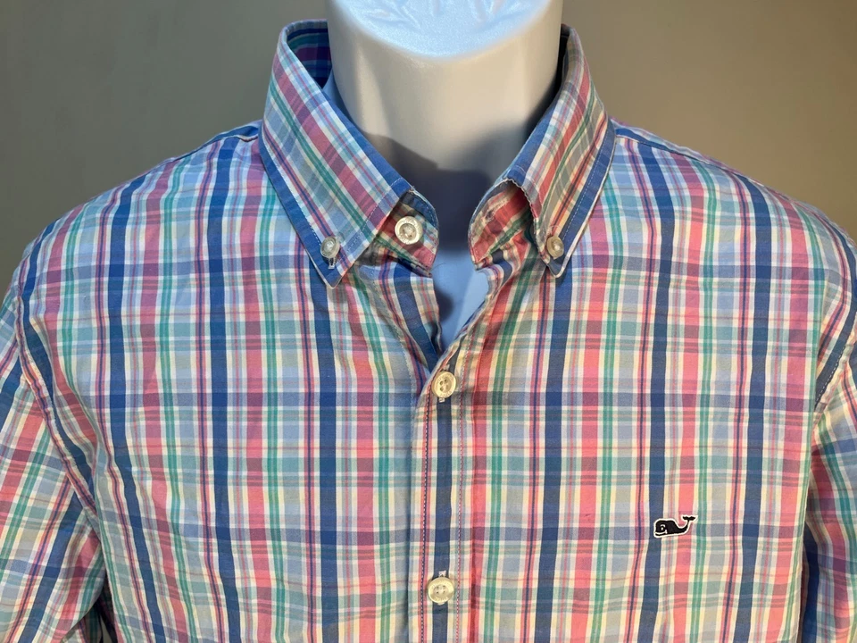 Vineyard Vines Men's white, pink, blue & green Slim Fit shirt Medium M - Image 1 of 4