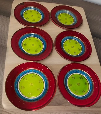 6 platos de vidrio Pier 1 Imports fiesta/BOHO buffet ensalada/desierto 8,75" (VER FOTOS) Foto 1 de 4