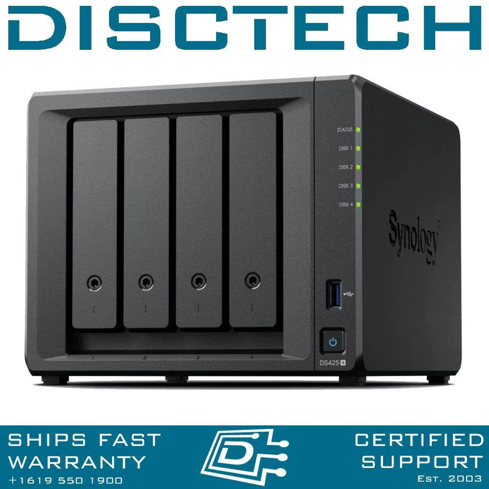 Synology 32TB DS425+ 4x 8TB Synology Plus SATA 6GB RAM 800GB SSD NAS Server - Image 1 of 1