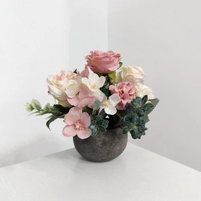 Kit de Mini Plantas en Maceta Flores Artificiales, Rosa Peonía Hortensia Verde + Pa... Foto 1 de 4