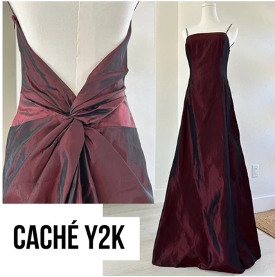 Cache Y2K Vintage Taffeta Burgundy Maroon Goth Whimsigoth Gown Womens Size 4 - Image 1 of 4