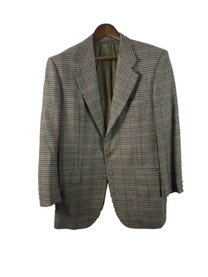 Abrigo deportivo para hombre Luciano Barbera azul y marrón dientes de perro lana 52L Italia Foto 1 de 4