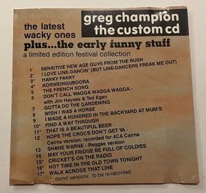 GREG CHAMPION The Custom CD album (2000) 17trks SIGNED aussie comedy +demos - Picture 1 of 5
