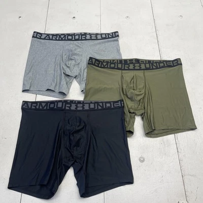 Under Armour Boxer Briefs Mens XL Black Gray Green 3 Pack Performance Stretch - Image 1 of 4