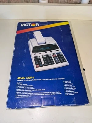 Victor Fluorescent Display Printing Calculator 1230-4 New With Box - Image 1 of 2