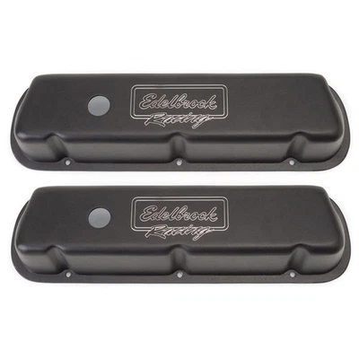 Edelbrock Valve Cover Set 41253; Victor Series Black Aluminum for 289/302/351W - Image 1 of 2