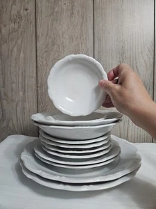 Johann Haviland ARISTOCRAT Pompadour SERVING SET f/2, 12 pcs, NO CUPS, white VTG - Picture 1 of 17