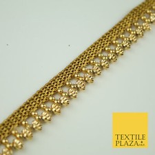 Cono De Perla Con Textura De Oro Antiguo Adorno De Cinta Con Cuentas frontera indio de encaje X321
