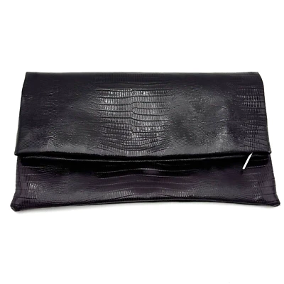 Сумка-клатч NORDSTROM складная темно-фиолетовая Aubergine искусственная крокодиловая на молнии сверху складная - Изображение 1 из 4