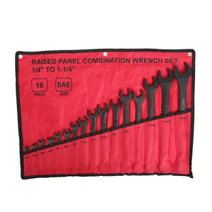 16pcs Combination Wrench Set SAE 1/4" to 1-1/4"/ Metric 6mm-32mm, Roll Up Pouch - Picture 1 of 18