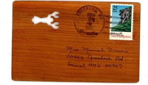 Postcard Wooden Postcard - Lobster Shape - Posted 1989 Fryeburg Maine - Picture 1 of 2