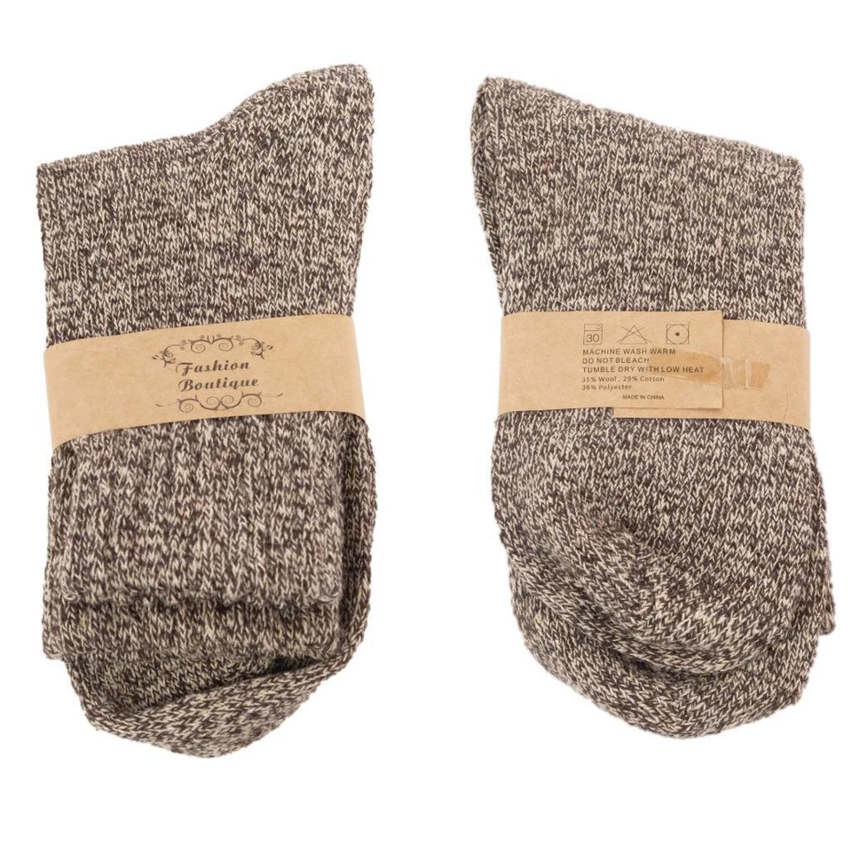 NEW Wool Blend Crew Socks One Size Womens Brown Beige Speckled - Image 1 of 1