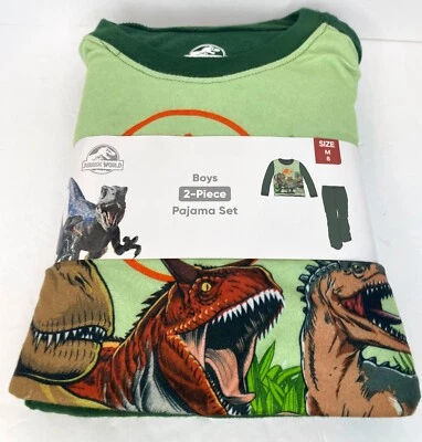Conjunto de pijama de lã Jurassic Park World masculino tamanhos 8 2 peças dinossauro - Imagem 1 de 4